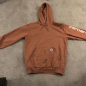 Carhartt Tan/Rust Hoodie with Sleeve Logo